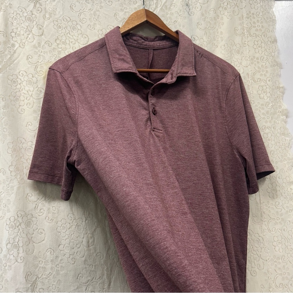 Lululemon short sleeve evolution polo in heather arctic plum size medium - Picture 4 of 10